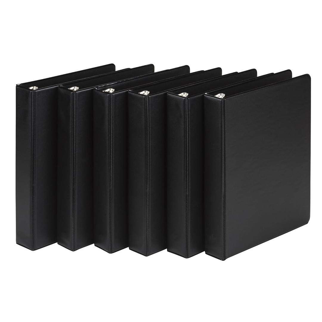 Samsill Economy 3 Ring Mini Binder, Made in The USA, 1-Inch Round Ring Binder, Holds 100 Sheets, Black, 6 Pack (MP32300)