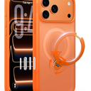 TORRAS Q3 Spin for iPhone 17 Pro Max Case with 360 Magnetic Stand, Wireless Charging Compatible, Hard PC Case for 17 Pro Max Phone Case with Stand, Translucent Cosmic Orange