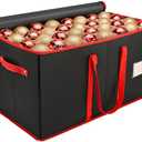 Christmas Ornament Storage Box, Mrrihand Xmas Decoration Organizer with Adjustable Dividers - Storage Container Keeps 128 Holiday Ornaments 3-Inch, Dual Zipper Closure, 600D Tear-Proof Material(Black)