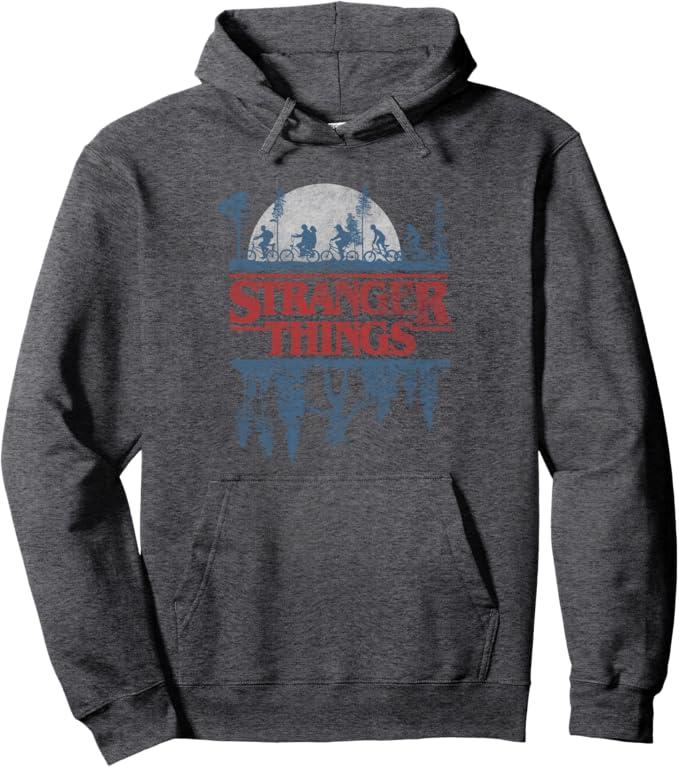 Stranger Things Blue Gradient Shadow Upside Down Logo Pullover Hoodie L 