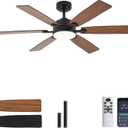 Ceiling Fans with Lights, 52" Ceiling Fan with Light and Remote Control, Reversible DC Motor, 3CCT, Dimmable, Timer, Noiseless, Brown Ceiling Fan for Bedroom Living Room, Indoor/Outdoor Use