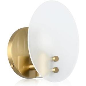 Pirxxiy Modern Candle-Inspired Brass Wall Sconces, Room Decor Wall Light Fixture with Oval Style Frosted Glass Shade, Wall Mount Light, Wall Lamp for Bedroom,Living Room, Bedside, Bathroom