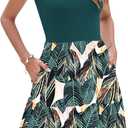 AUSELILY Womens Summer Dresses 2026 Casual Sleeveless Sundress Beach Vacation Flowy Tiered Short Dresses with Pockets (Green, XL)