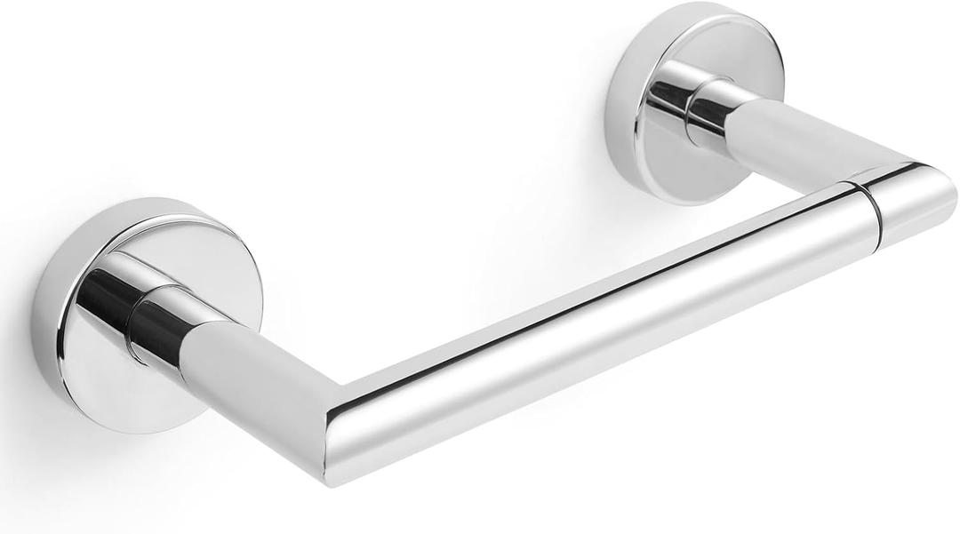 JunSun Chrome Toilet Paper Holder Wall Mounted Double Post Pivoting Toilet Paper Roll Holder Polished Chrome Bathroom Toilet Paper Holder Metal Modern Silver Bathroom Tissue Holder Mega Roll TP Holder