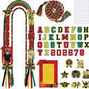 Hamdwerk African Kente Graduation Leis Stole Sash 2026, 69Pcs Black Women Girl Graduation Ribbon Leis Making Kits with Photo Frame Honor Cord, DIY Braided Necklace Decorations Congrats Grad Gifts