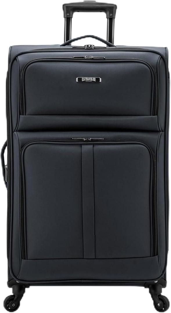 U.S. Traveler Anzio Softside Expandable Luggage with Spinner Wheels, Dark Blue, 30-Inch Large