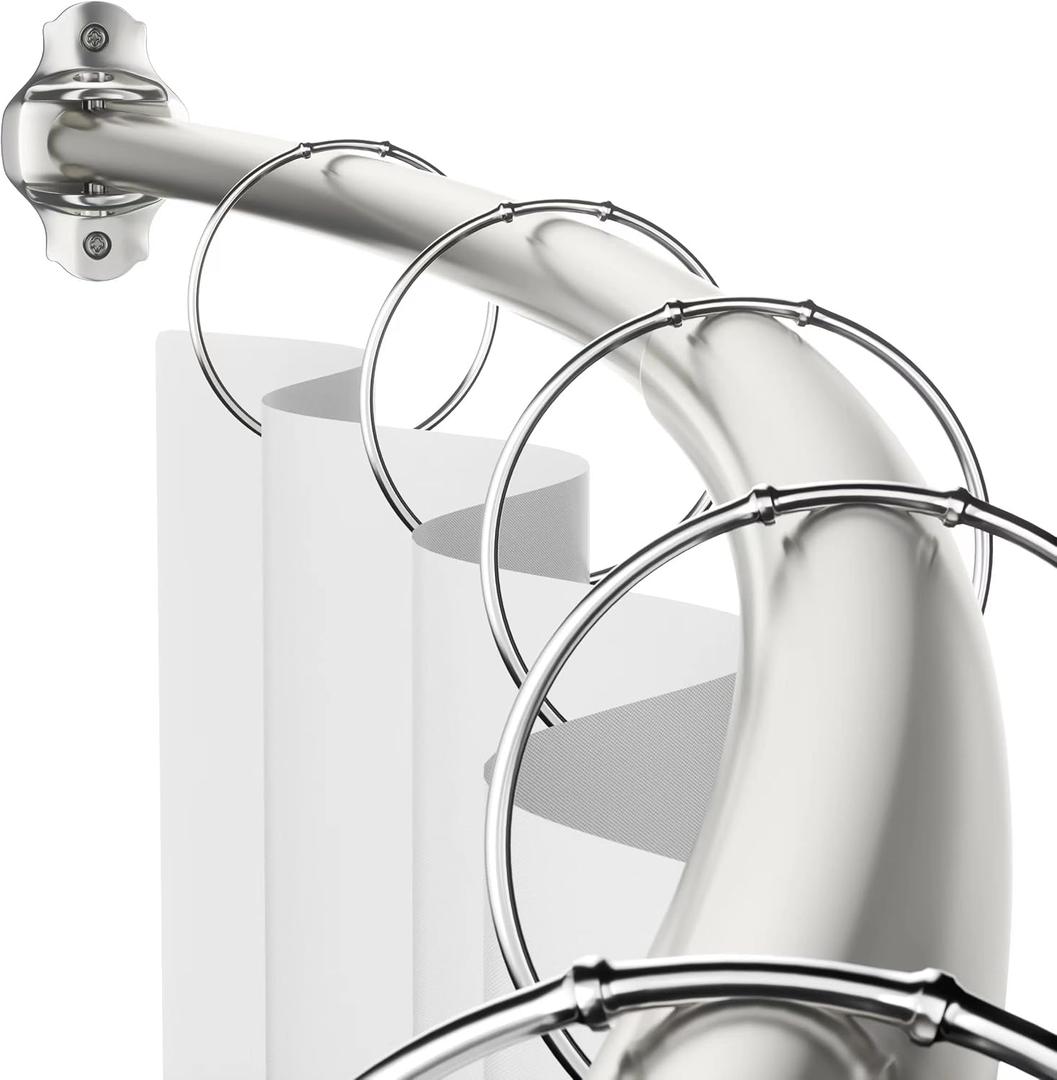 Mcrbeay Curved Shower Curtain Rod, Adjustable 40-72 inches Extra Wide Curved Shower Rods for Bathroom, Rust proof Shower Rod, Stainless Steel Curved Curtain Rod for Shower, Bathtub, Brushed Nickel