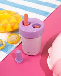 Kids Water Bottle with Carrying Rope and Straps | Ceramic liner 16oz for School and Trvels | Two Travel Carrying Options |