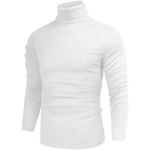 Hrbtens Men Casual Turtleneck Slim Fit Basic Tops Lightweight Thin Pullover Sweater Long Sleeve Underwear Male Blouse T-Shirt Size M