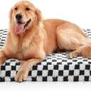 JOEJOY Dog Bed for Large Dogs, Large Orthopedic Dog Bed with Removable Washable Cover, Cute Modern Plush & Memory Egg Crate Foam Dog Bed, 36 x 27 inch, Grey