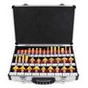 Newdeli 1/2" Shank Router Bit Set 35 Pcs Router Bits Tungsten Carbide Tipped Router Bit for Woodworking Beginners and Commercial Users with Aluminum Alloy Storage Box