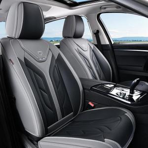 Coverado Seat Covers, Car Seat Covers Front Seats, Leather Seat Covers for Cars, Automotive Seat Covers Car Seat Protector Car Seat Cushion Universal Fit for Most Sedans SUV Pick-up Truck(Gray&Black)