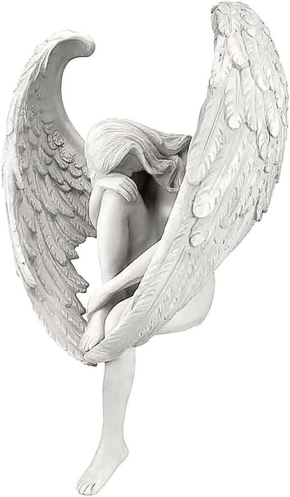 Creative White Resin Redemption Angel Statue,Tabletop Ornament, Hand-Carved Angel Sculpture Used for Garden Home Decoration