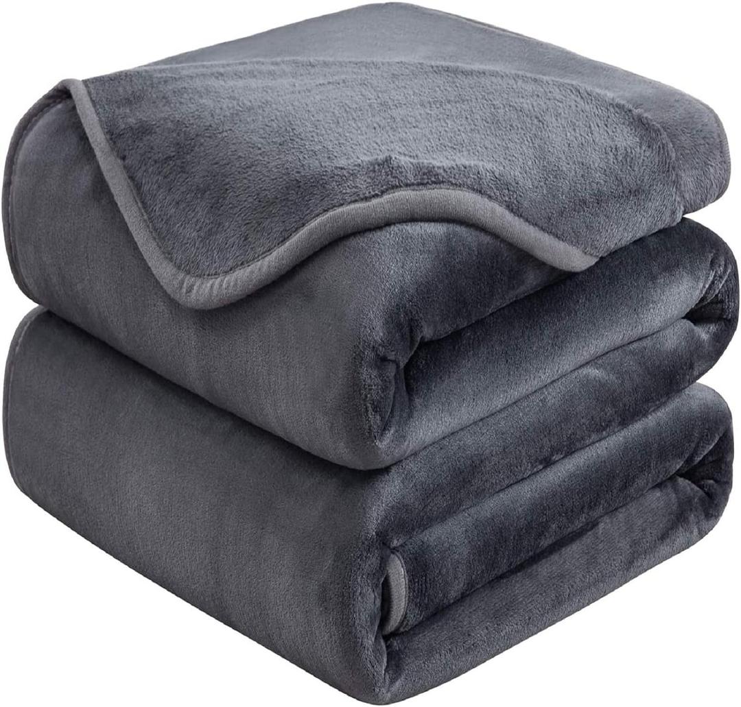Soft Queen Size Blanket for All Season Warm Fuzzy Microplush Lightweight Thermal Fleece Summer Autumn Fall Winter Spring Blankets for Queen Full Bed Couch Sofa,90x90 Inches,Dark Gray