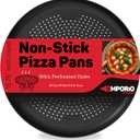 Pizza Baking Pan - 15.75-Inch Round Perforated Carbon Steel Tray with Non-Stick Coating, Dishwasher Safe, Oven Safe (Up To 450 F), Airflow Design, PFOA, PFOS, PTFE Free, Gray