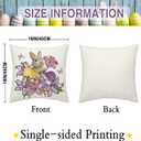 Happy Easter Purple Lily Pillow Covers Watercolor Eggs Bunny 18 x 18 Inch Throw Pillows, Spring Anniversary Celebration Seasonal Decorative Farmhouse Cushion Case for Sofa Couch Set of 4