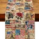 Vintage American 4th of July Table Runner Retro Rose 250th Anniversary Memorial Independence Day Patriotic Party Decoration Patchwork Home Kitchen Table Decor