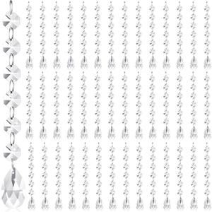 Nuenen 100 Pcs Acrylic Hanging Crystals for Centerpieces Chandelier Clear Crystal Garland Strands Ornament Acrylic Clear Beads Prisms Pendant for Christmas Tree Window Home Decoration(Teardrop)