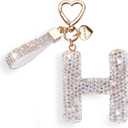 2 x Initial Keychain for Women Cute - White Letters Charms for Bogg Bag Handbags, Bling Car Key Accessories, Personalized Gifts