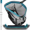 POOLWHALE Swimming Pool Cleaning Kit - Aluminum Frame Skimmer Net with 10Ft Adjustable Pole & 17.5 Pool Brush Head, Pools Maintenance Kits for Inground & Above Ground Swimming Pools, Removes Debris