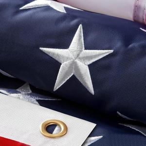 American Flag 4 x 6ft, American Flags for Outside 100% Polyester Long Lasting, Heavy Duty US Flag with Embroidered Stars, Sewn Stripes, Brass Grommets, High Wind Proof USA Flags for Outdoor