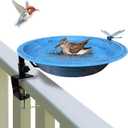 Bird Bath Outdoor Metal Birdbath Deck Mounted, Bird Baths with Adjustable Sturdy Metal Clamp for Deck Railing Balcony Yard Garden Decoration