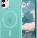 vnnink for iPhone 12 Case & iPhone 12 Pro Case,Magnetic Matte Military Grade Drop Protection Translucent Cell Phone Cover - Slim Rugged Durable Shockproof Bumper Cover-Blue Green