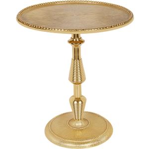 Modern Round Gold End Table - 15" Width x 21" Height Metal Side Table for Living Room, Bedroom & Small Spaces - Luxury Gold Finish Accent Table