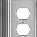 [5 Pack] BESTTEN Duplex Metal Wall Plate with Protective Film, 1-Gang Standard Size, Corrosion-Resistant Stainless Steel Outlet and Switch Cover, Industrial Grade, Brushed Finish, Silver