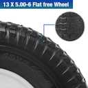13" 5.00-6 Flat Free Solid Polyurethane Tire and Wheel Replacement, 1 Pack PU Airless Tire with 3/4" Bearing 3" Centered Hub for Wheelbarrow/Golf Car/Turf Equipment/Utility Vehicles, 1 Pc