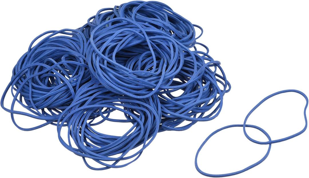 MECCANIXITY Rubber Band Stretchable Rubber Elastic Band Blue 2inch Dia 0.06inch Thick for Home Office Pack of 400