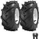 13x5.00-6 Tiller Tire and Wheel, Heavy Duty Lawn Mower Tire with 3/4" Axle and 3-1/8" Centered Hub, Replacement for Lawn Tractors Tillers Garden Farm Landscaping Equipment-2 Pack