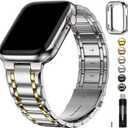 Fullmosa Bands Compatible with Apple Watch Band 41mm 40mm 38mm 46mm 49mm 45mm 44mm 42mm, Stainless Steel iWatch Band with Case for Apple Watch Series 11 10 9 8 7 6 5 4 3 2 1 SE3/2/1 Ultra3/2/1, 38mm 40mm 41mm, Silver and Gold
