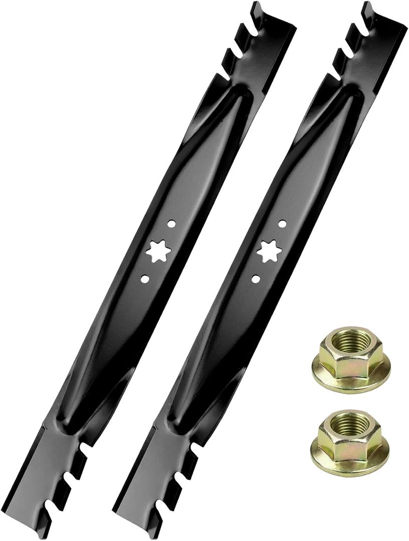 2 Pack 942-04290-X Gator Mower Blades with Nuts Replaces 942-04244A 942-04290A 742-04290A 742-04244A for Cub Cadet MTD Troy-Bilt Craftsman 46 Inch XT1 XT2 LT46 RZT46 LTX1046 Bronco46 Decks