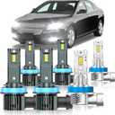 Compatible with Chevrolet Chevy Malibu 2006-2012 Fog Bulbs, High&Low Beam Fog Light Bulbs Combo, 800% Super Bright 6000K Cool White, Plug and Play, Pack of 6