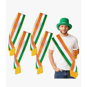 St Patrick's Day Parade Sash Irish Wreath Sash with Tassel Tri-Color Green Irish Flag Decor for Grand Marshal