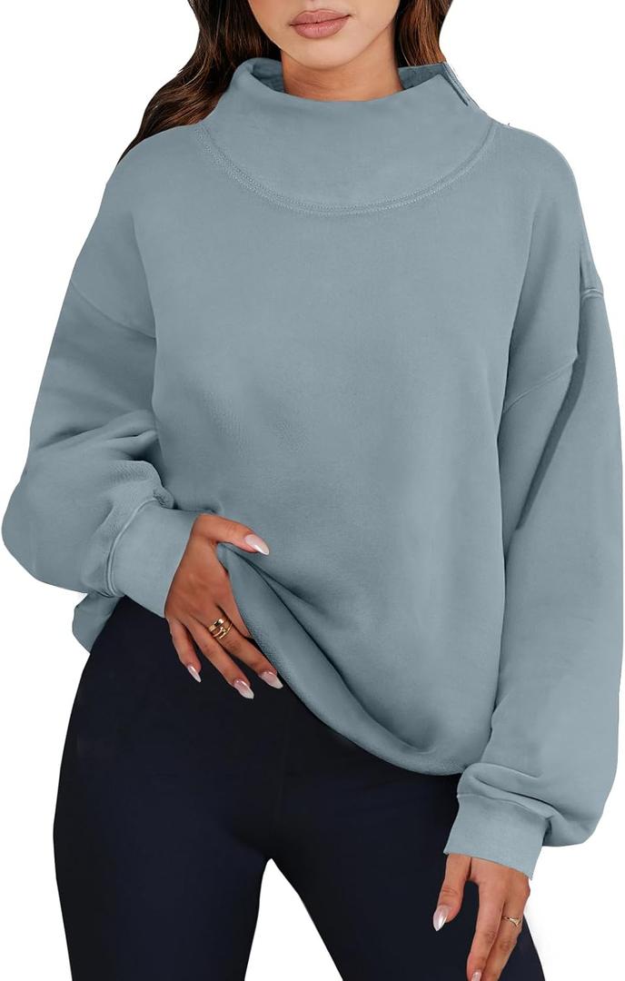 ANRABESS Womens Oversized Sweatshirts Turtleneck Pullover Long Sleeve Hoodies Tops 2025 Fall Fashion Preppy Outfits (Large, Deep Blue)