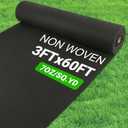7oz Non Woven Geotextile Fabric with Stakes for French Drains, 3x60FT High Permeability Drainage Fabric Heavy Duty Landscape Fabric for Gravel Grid, Garden, Flower Beds, Weed Control, Erosion Control