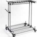 Mop and Broom Holder,Mop Broom Holder, Floor-Standing Garden Tool Wet Mop Storage Rack, Stainless Steel Tool Hanger Storage Rack for Garage, Laundry Room (80x60x99cm, Silver)