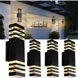4Pack 15inch Outdoor LED Wall Lights,4000K Day White Outdoor 18W Wall Light Aluminum Body Waterproof IP65 led Porch Light for House Patio Garage Garden.(No Sensor)