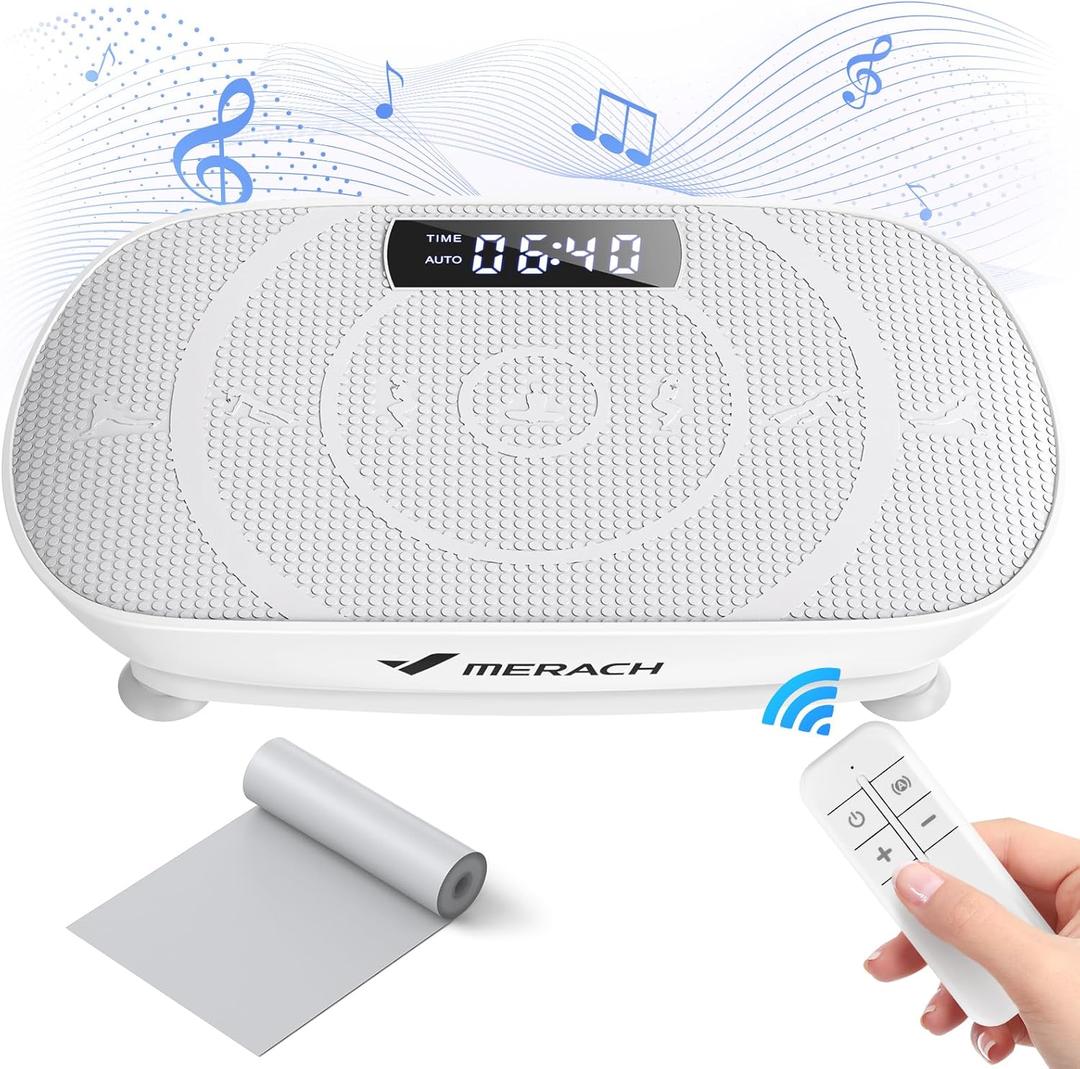 MERACH Vibration Plate Exercise Machine, Whole Body Workout Equipment for Women, Bluetooth and Silicone Pedal, Vibration Plate for Lymphatic Drainage, Vibrate Fitness Platform for Weight Loss