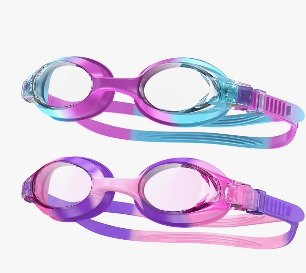 findway Kids Swim Goggles, Kids Swimming Goggles Anti-fog No Leaking Girls Boys for Age 3-12 Pink Purple Teal Purple