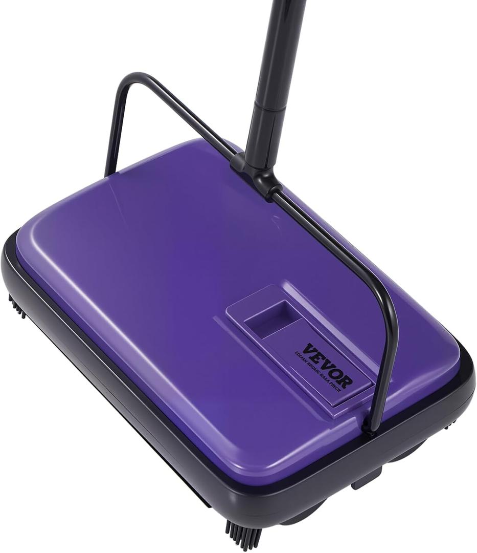 VEVOR Carpet Sweeper Manual, Floor Sweeper with 300 ml Dustbin Capacity Easy to Empty, 6.7 inch Cleaning Width for Home Office Carpets Pet Hair Dust, Purple