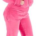 LeeHanTon Womens 2 Piece Outfits Velour Tracksuits Long Sleeve Sports Sweatsuits Jogging Velvet Lounge Set (Pink, XXL)