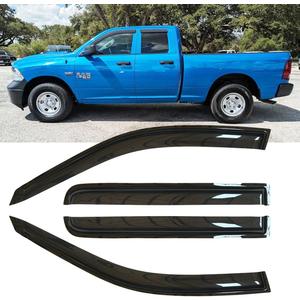 4pcs Original Shatterproof Rainproof Outside Side Window Deflectors & Visors Rain Guard, Dark Smoke, 4pcs Set, Fits for 2019-2024 Ram 1500 Quad Cab (for New Body Style, EXCLUDES 1500 Classic) 94813