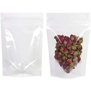 HAOT 100 Pack Clear Zipper Stand Up Pouch Bag, Dry Fruit Food Packaging Bag, Moisture-Proof Transparent Sealing Bag Resealable Ziplock Snack Food Tea Pouches (4" x 6")