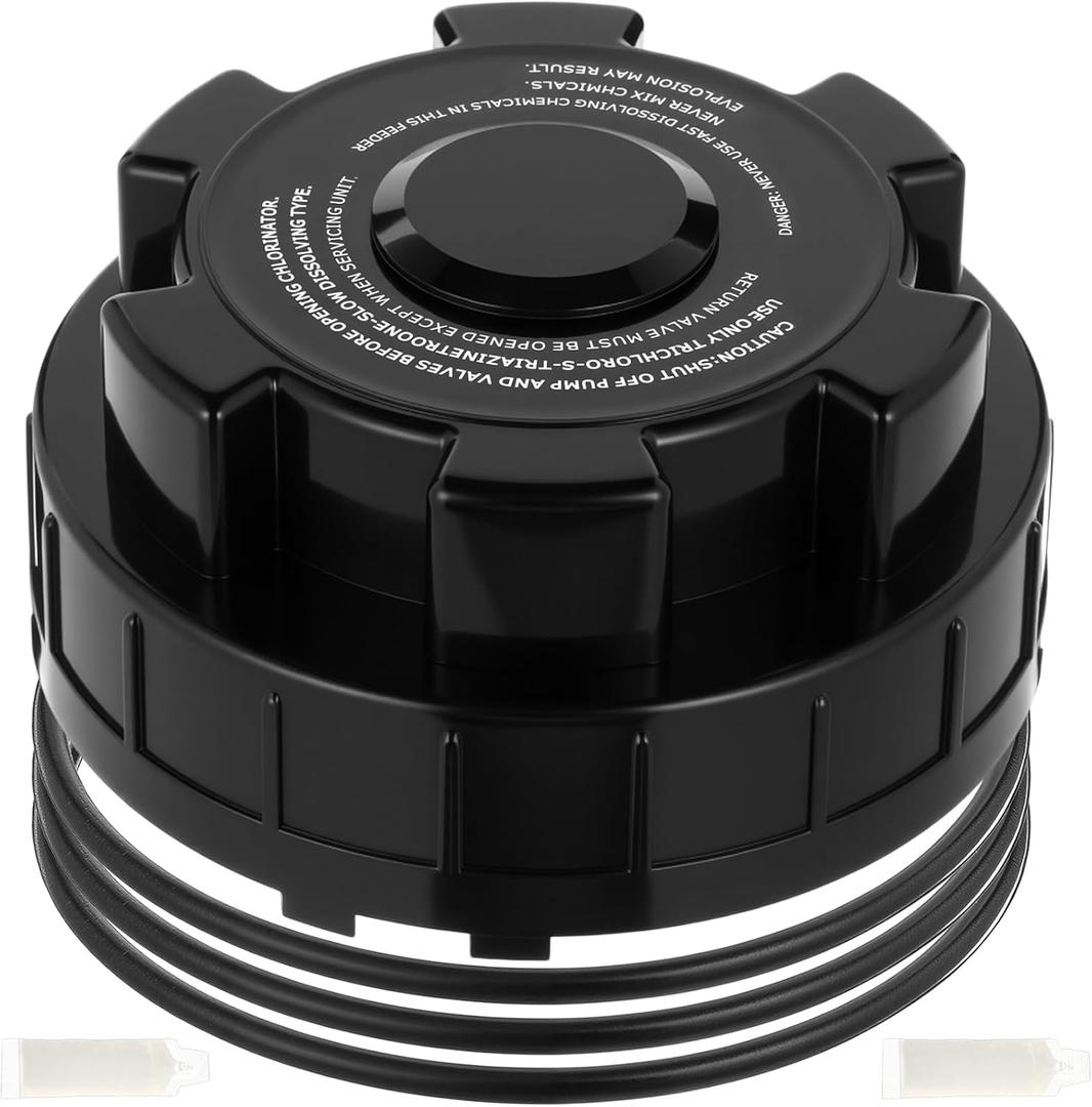 Honoson Chlorinator Lid Cover Replacement Automatic Pool Chlorinator Chemical Chlorinator Feeder with 2 Pack Chlorine Resistant O Ring Lubricant