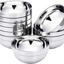SATINIOR 10 Pack 201 Stainless Steel Bowls Double Walled Insulated for Kids and Adults Multipurpose for Sauces, Rice, Noodle, Ice Cream, Dishwasher Safe(15 oz)