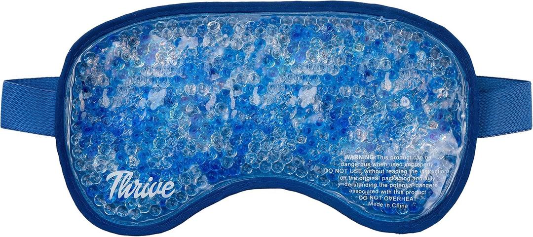 Thrive Hot & Cold Gel Eye Mask - FSA HSA Approved Reusable Gel Bead Ice Face Mask - Warm & Cold Compress for Migraines, Pain Relief, and Puffy Eyes (Azure)