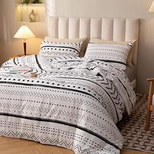 Smoofy Aztec White Bedding Sets Queen Size, Folkloric Art Pattern Boho Aztec Comforter Set with Soft Microfiber Fill Bedding, 1 Comforter 2 Pillowcases